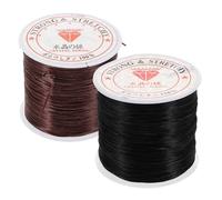 LOLIPPYY 2pcs 0.6mm Flat Hair Extension Elastic Thread for Braiding and Ponytail Braid Extension Stretchable Wire and DIY Beaded Jewelry Making Sturdy Reusable Cord for Wig Making