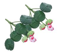 LOLIPPYY 2PCS Artificial Lotus Flower Stems EVA Material Realistic Faux Lotus Bouquet for Wedding Party Decoration and Home Arrangement with Greenery Branches