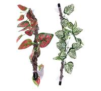 LOLIPPYY 2pcs Bendable Reptile Corner Branches with Artificial Leaves Flexible Climbing Vine Terrarium Decoration for Snakes Lizards Bearded Dragons and Amphibians Pet Tank Accessories