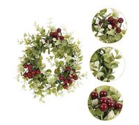 LOLIPPYY 2pcs Berry Candle Rings Wreaths with Small Leaves Artificial Eucalyptus Table Decor for Party Romantic Home Centerpiece