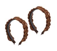 LOLIPPYY 2pcs Braided Wig Headbands for Women Teeth Anti-slip Fishtail Braid Hairbands Natural Style Hair Accessories for Daily Wear