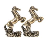 LOLIPPYY 2pcs Brass Chinese Zodiac Horse Figurine Feng Shui Decor for Home Office Shop Solid Sculpture Symbolizing Success Prosperity and Step by Step Growth Compact Handcrafted Statue