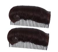 LOLIPPYY 2pcs Bump up Hair Comb Styling Insert Braid Tool for Volume Half Donut Hair Bun Shaper Black Dark Brown for Women Wedding and Daily Updo