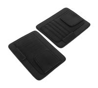 LOLIPPYY 2pcs Car Sun Visor Organizer with UV Protection Compact Auto Sunglass Holder and Document Storage Pouch for Truck and Car Interior Easy Installation Wear Resistant Material Black