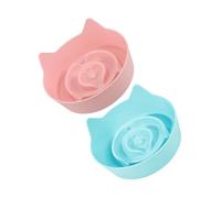 LOLIPPYY 2pcs Cat Ear Slow Feeder Bowls Non-slip Candy-colored Pet Feeding Plates for Indoor Kittens Home Use Prevents Choking Encourages Healthy Eating Stable Design