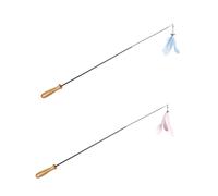LOLIPPYY 2pcs Cat Teaser Sticks with Wooden Handles Hanging Pendants Interactive Indoor Cat for Kittens Carbon Fiber Rods Blue and Pink