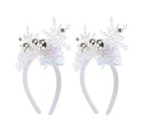 LOLIPPYY 2pcs Chirstmas Headband Hair Accessories for Headbands Glitter Winter Snowflakes Hair Hoop Xmas Hoop Snow Flake Barrettes Snow Festive Bands White