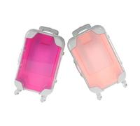 LOLIPPYY 2pcs Compact False Eyelash Storage Box Mini Luggage Makeup Case with Adjustable Compartments Lightweight Cosmetic Organizer for Travel and Daily Beauty Tools Pink and Rose Red