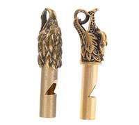 LOLIPPYY 2pcs Copper Survival Whistles Vintage Eagle Dragon Head Design Portable Emergency Loud Whistle Keychain for Camping Outdoor Training and Referee Use
