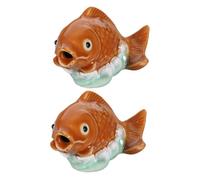 LOLIPPYY 2pcs Cute Carp Toilet Bolt Covers Ceramic Decorative Screw Caps for Bathroom Artistic Carp Leaping Over Design Easy DIY Installation Toilet Bowl Screw Covers Yellow Small