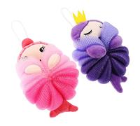 LOLIPPYY 2Pcs Cute Cartoon Bathing Balls Soft Bath Sponge Body Scrubber with Tightly Weaved Mesh for Gentle Exfoliating Portable Shower Loofah for Boys and Travel Friendly Bathroom