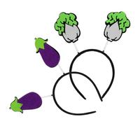 LOLIPPYY 2pcs Cute Vegetable Headbands for Flexible Lightweight Hair Accessories Party Props Photo Booth Festival Supplies Purple Eggplant Green Cabbage