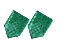 LOLIPPYY 2pcs Dog Bandanas Sequin Mesh Fabric, Triangle Scarf Style, Green, Lightweight Pet Bibs for Puppies and Small Dogs, Suitable for Cosplay and Daily Wear