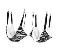 LOLIPPYY 2pcs Double-sided Cat Hanging Hammock Bed with Breathable Mesh, 35x35cm Pet Sleeping Nest for Indoor Use, Includes Black White Polka Dot and Zebra Pattern Cushions