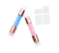 LOLIPPYY 2pcs Dual Head Small Manicure Stamper Transparent Milky White with Rhinestone Electroplated Design Lightweight Nail Art Seal for DIY Salon and Home Use Easy to Use for Beginners