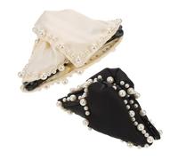 LOLIPPYY 2pcs Elegant Non Slip Satin Pearl Hair Claw Clips for Thick Long Hair Triangle Jaw Clamp Hold for Weddings Parties and Daily Styling Accessories