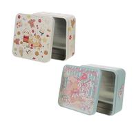LOLIPPYY 2pcs Embossed Metal Cookie Tin Boxes with Lids Decorative Tinplate Storage Containers for Bakery Candy Biscuit Packaging Sturdy Freshness Preservation for Holiday and Everyday
