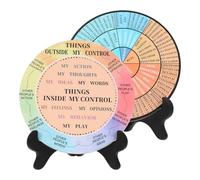 LOLIPPYY 2pcs Feelings Wheel with Stand, Decorative Emotion Chart for Office and Home Desk, Mental Health Mood Wheel Table Ornament for Therapy and Wellness