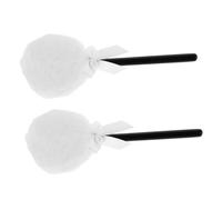 LOLIPPYY 2pcs Fluffy Powder Puff with Long Handle for Soft Body Loose Powder Makeup Elegant Fairy Wand Design for Easy Application and Gentle Touch for Travel and Daily Use