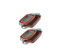 LOLIPPYY 2pcs Foldable Drain Basket Telescopic Square Storage Basket for Fruits and Vegetables Space Saving Kitchen Organizer with Quick Drain Design Practical Multi Purpose Home Use Red