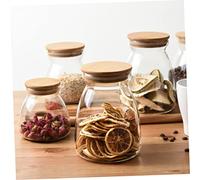 LOLIPPYY 2pcs Glass Storage Bottles with Sealing Lids Airtight Snack and Nut Containers for Household Use Transparent Glass Jars for Grains Dried Fruit Tea Preservation Stable Flat Bottom