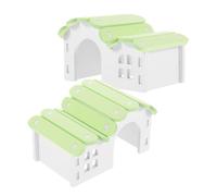 LOLIPPYY 2pcs Guinea Pig Hideout House for Small Animals, Colorful Hamster Cage Hideout, Green Small Animal Habitat Shelter for Hamsters and Rats