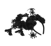 LOLIPPYY 2pcs Halloween Gothic Spider Bat Rose Headband Black Floral Hair Accessories for Women Detailed Halloween Hair Hoop with Spiderweb Design Dark Romantic Costume Headdress for Day