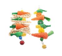 LOLIPPYY 2Pcs Hamster Molar Carrot Chew Strings for Rabbits Guinea Pigs Small Pets Teeth Cleaning Natural Chewing Playthings to Prevent Bad Biting Behavior Random Color