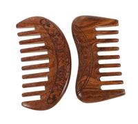 LOLIPPYY 2pcs Hand Carved Black Sandalwood Wide Tooth Comb Natural Wooden Scalp Massager for Effortless Detangling Floral Design Hair Scraping Tools for Thick Curly Hair Round Square Styles