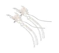 LOLIPPYY 2pcs Handmade Chinese Ancient-style Hairpins with Tassels Retro Moon and Flower Design Traditional Hanfu Accessories for Festivals and Elegant Parties