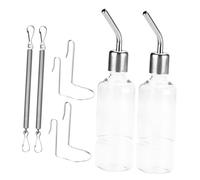 LOLIPPYY 2pcs Hanging Rabbit Water Bottle Dispenser for Pets Stainless Steel Leak Drinker with Easy Installation for Hamsters Guinea Pigs Ferrets Hedgehogs and More