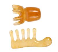 LOLIPPYY 2Pcs Head Massage Comb Resin Beeswax Gua Sha Scalp Massager for Circulation Stimulation and Headache Relief Soft Texture Comfortable Design for Manual Hair and Neck Massage