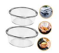 LOLIPPYY 2pcs High-Temperature Resistant Glass Bowls for Baking and Mixing Thickened Round Containers for Oven Air Fryer Household Salad Mashed Potatoes Fruit and Dessert