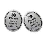 LOLIPPYY 2pcs Knock Before Entering Sign with Strong Adhesive Door Stickers for Offices and Conference Rooms Polite Reminder to Knock and Wait Privacy Protection Decal