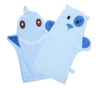 LOLIPPYY 2pcs Large Animal-shaped Exfoliating Bath Gloves Shower Mitts for Babies Boys and Girls Soft Skin Scrubbing Mitts Cute Shark and Blue Dog Design Bathing Accessories