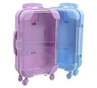 LOLIPPYY 2pcs Large Transparent Mini Suitcase Candy Boxes Purple Blue Travel-friendly Rolling Storage Cases for Wedding Birthday Party Favors Multi-use Small Treat and Jewelry Organizers