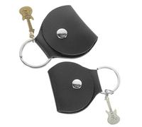 LOLIPPYY 2pcs Leather Guitar Pick Holder Keychain Plectrum Storage Case with Pendant Portable Organizer for Electric and Acoustic Guitar Players Protects Picks from Damage and Dirt