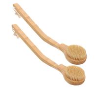 LOLIPPYY 2Pcs Long Handle Bath Brushes for Seniors and Disabled Non Slip Body Scrubber with Soft Bristles for Wet Dry Exfoliating Deep Cleansing Back Cleaner Khaki Design