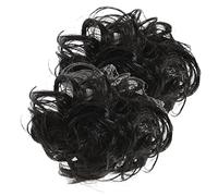 LOLIPPYY 2Pcs Messy Bun Hair Piece Large Claw Clip Synthetic Wavy Curly Bun Hair Extension for Women Natural Black Stylish Updo Hairpieces Easy to Use