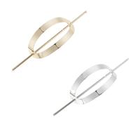 LOLIPPYY 2pcs Metal Hair Cuff Bun Clips Large Oval Geometric Hair Stick Set with Smooth Surface for Updos and Everyday Styling Gold and Silver
