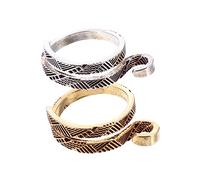 LOLIPPYY 2pcs Metal Knitting Loop Rings for Finger with Smooth Surface Comfortable Fit Vintage Style Multifunctional Sewing Winder and Yarn Tension Tool for Crochet and Knitting Crafts