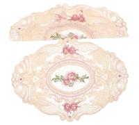 LOLIPPYY 2pcs Milk Silk Lace Doilies Placemats with Floral Embroidery Soft Antislip Table Decor for Parties and Shops Elegant Cutlery Mats with Heat Protection for Vintage Style Settings