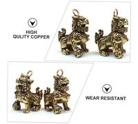 LOLIPPYY 2Pcs Mini Kirin and Lion Brass Ornaments Fengshui Adornments Chinese Style Desktop Decorations for Home Elegance and Auspicious Spirit Protection