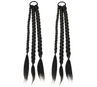 LOLIPPYY 2pcs Natural Looking Braided Ponytail Extension Synthetic High Temperature Resistant Hair Piece for Women Soft Smooth Classic Color Wig for Daily Cosplay