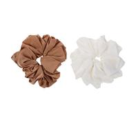 LOLIPPYY 2pcs Oversized Soft Fabric Scrunchies for Women and Jumbo Satin Hair Bands with Ballet-inspired Design High Volume Ponytail Holders for Thick Long Curly Hair in Coffee White