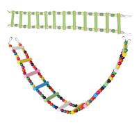 LOLIPPYY 2PCS Parrot Climbing Ladder Stand 12 Pure Green and 12 Rods, Bird Cage Ladder Bridge for Parakeets Cockatiels and Small Birds, Interactive Swing and Climbing for Cage Accessories
