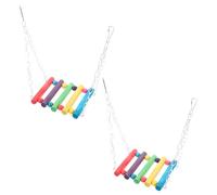 LOLIPPYY 2pcs Parrot Swing Hanging Toys with Wooden Rope Bridge and Chewing Perch for Cage Birds, Sturdy Bird Toy Set Suitable for Parakeets, Cockatiels, and Conures