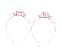LOLIPPYY 2Pcs Pink Metal Bride Hairband Bridal Headpiece Decorative Hair Hoop for Weddings Proms Formal Parties Elegant Letters Design Accessory for Bride and Bridesmaids