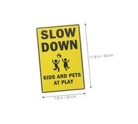 LOLIPPYY 2pcs Playing Road Signs with Rounded Corners High Visibility Street Warning Signs for Traffic Safety Portable Lightweight Metal Caution to Slow Down Vehicles and Protect