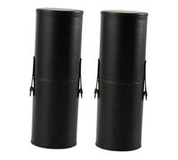 LOLIPPYY 2pcs Portable Black PU Cylinder Brush Holder with Lid Large Capacity Makeup Brush Organizer Case Wear Resistant Storage Box for Travel and Vanity